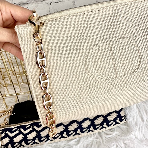 DIOR Canvas Beauty Line Pouch Crossbody Bag with Strap and charm - Picture 4 of 9